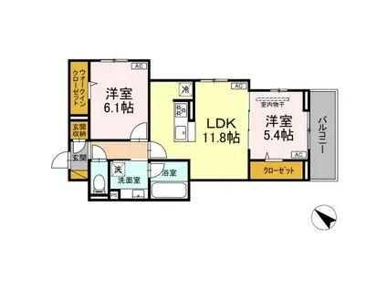 レジデンスヒルトップX(2LDK/2階)の間取り写真