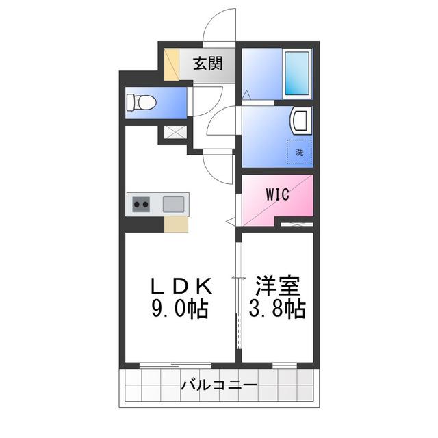 サザンクレスト高師浜(1LDK/5階)の間取り写真