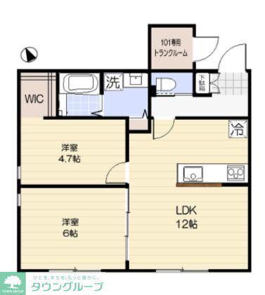 FENICE HAKURAKU(2LDK/1階)の間取り写真