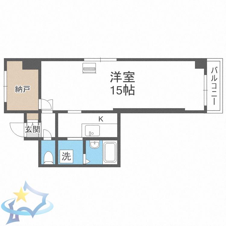 ラフォーレ山鼻(1K/7階)の間取り写真