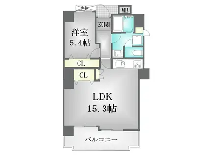 京橋アドバンス21(1LDK/11階)の間取り写真