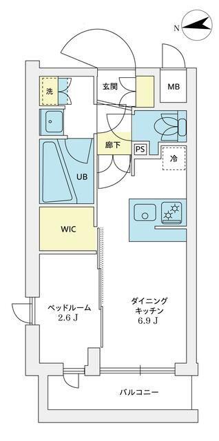 アジールコート豪徳寺(1DK/2階)の間取り写真