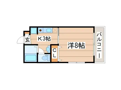 エビスヤパークサイド(1K/4階)の間取り写真