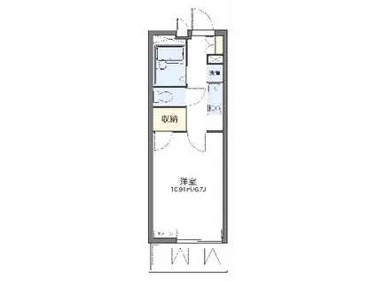 レオパレスアズール新都心(1K/2階)の間取り写真