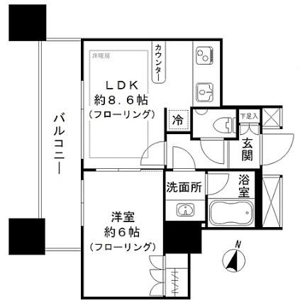 カテリーナ三田タワースイートイーストアーク(1LDK/10階)の間取り写真
