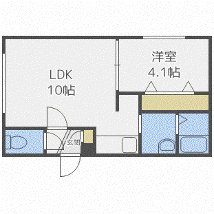 フォルトゥーナ(1LDK/3階)の間取り写真