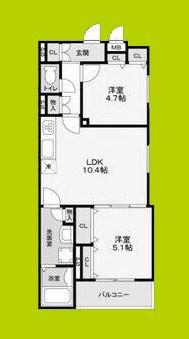 フォレストクリエオーレ城垣町壱番館(2LDK/3階)の間取り写真