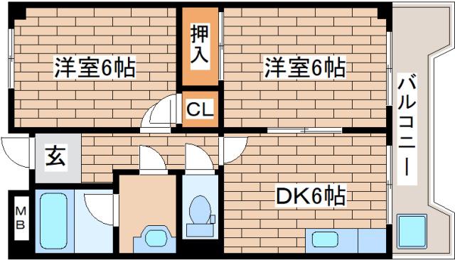 エムエイチハイツ(2DK/5階)の間取り写真
