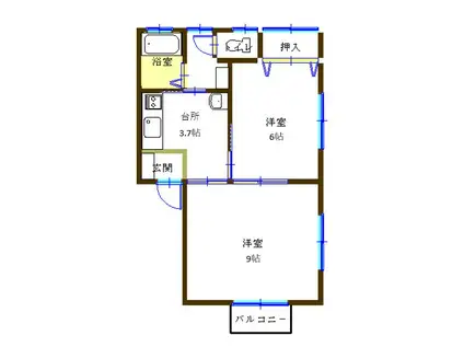 セゾン・フローラ(2K/2階)の間取り写真