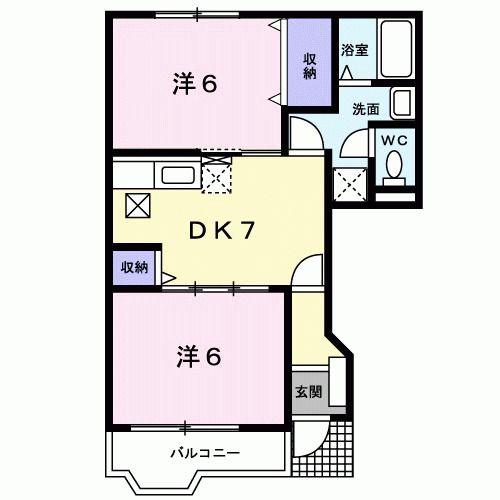メゾンナカシマIIIB(2DK/1階)の間取り写真