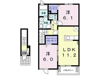 ホワイトレオニス玉村 A(2LDK/2階)の間取り写真