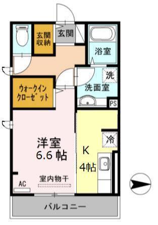 クラヴィーア松江(1K/3階)の間取り写真