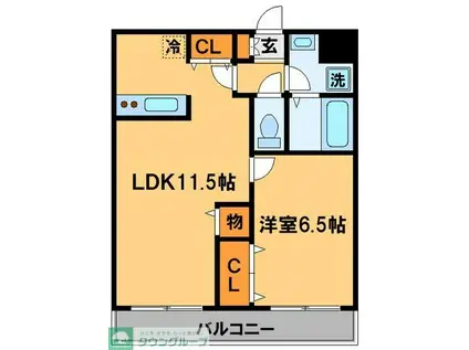 DUO本千葉(1LDK/4階)の間取り写真