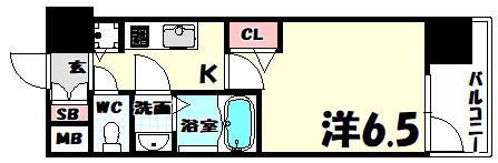 PRESSANCE神戸元町(1K/2階)の間取り写真