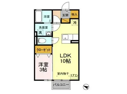 アネックスMITO III(1LDK/2階)の間取り写真
