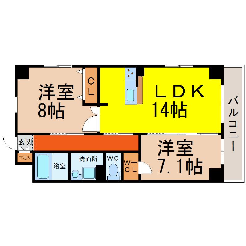 S-FORT鶴舞MARKS(2LDK/10階)の間取り写真