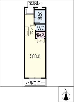アムール林C(ワンルーム/2階)の間取り写真