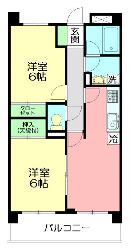 サンステージ茅ヶ崎(2LDK/6階)の間取り写真