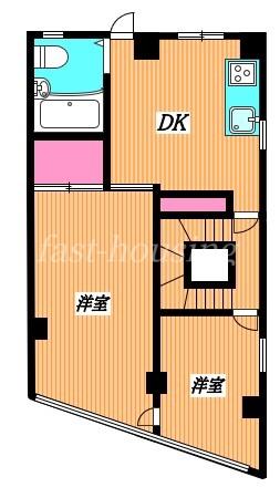 SKビル(2DK/2階)の間取り写真