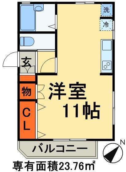 メイプルフラット幕張(ワンルーム/2階)の間取り写真