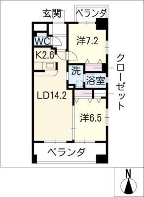 本陣GRANHOUSE(2LDK/3階)の間取り写真
