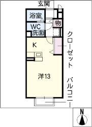 サンハイツINA(ワンルーム/2階)の間取り写真