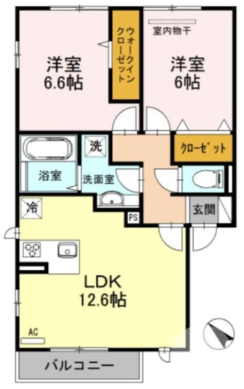ラテール メイキラ(2LDK/2階)の間取り写真