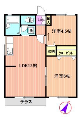 IJハウス西・A(2LDK/1階)の間取り写真