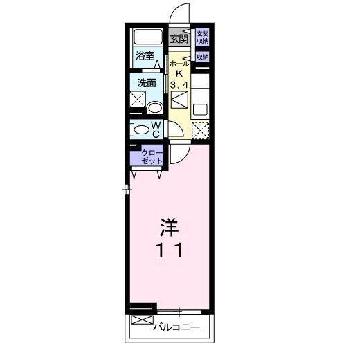 シャイン戸畑(1K/1階)の間取り写真