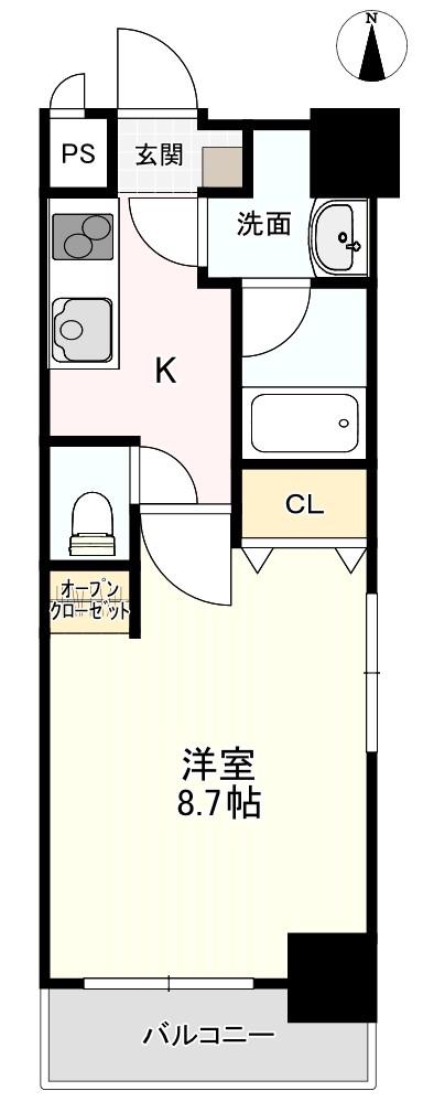 柳町CORAL(1K/9階)の間取り写真
