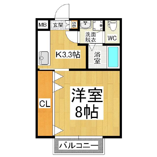 ワンルームはれやか(1K/1階)の間取り写真