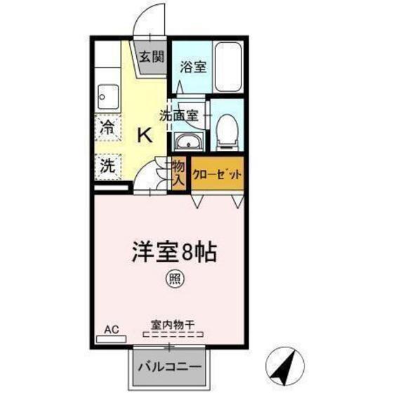 コンフォート(1K/1階)の間取り写真