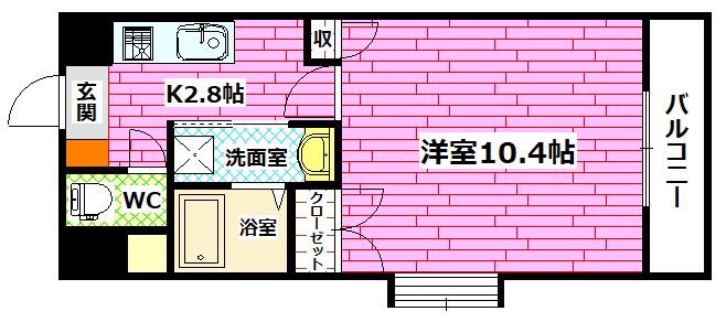 フォレストシティIII(1K/1階)の間取り写真