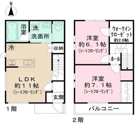 コンフリエ D(2LDK/1階)の間取り写真