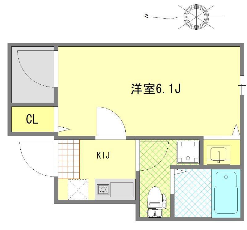 GLENODAI(1K/2階)の間取り写真