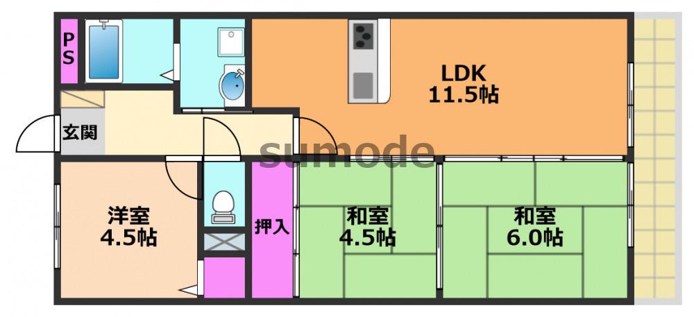 カサエステ壱番館(3LDK/3階)の間取り写真