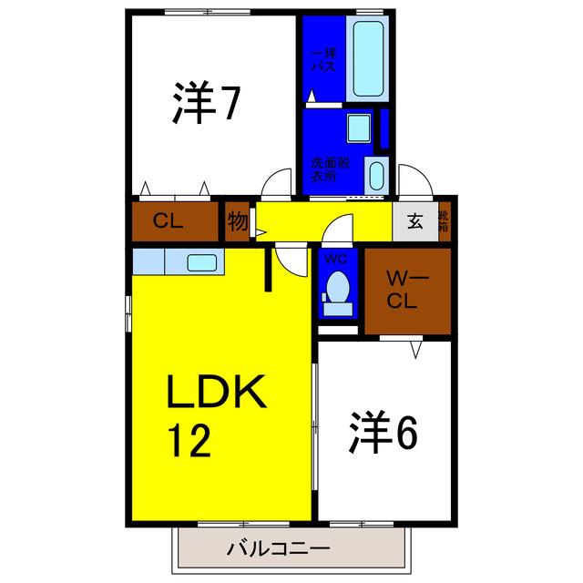 プラザシャルムC(2LDK/2階)の間取り写真