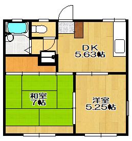 Dハイツ(2DK/1階)の間取り写真