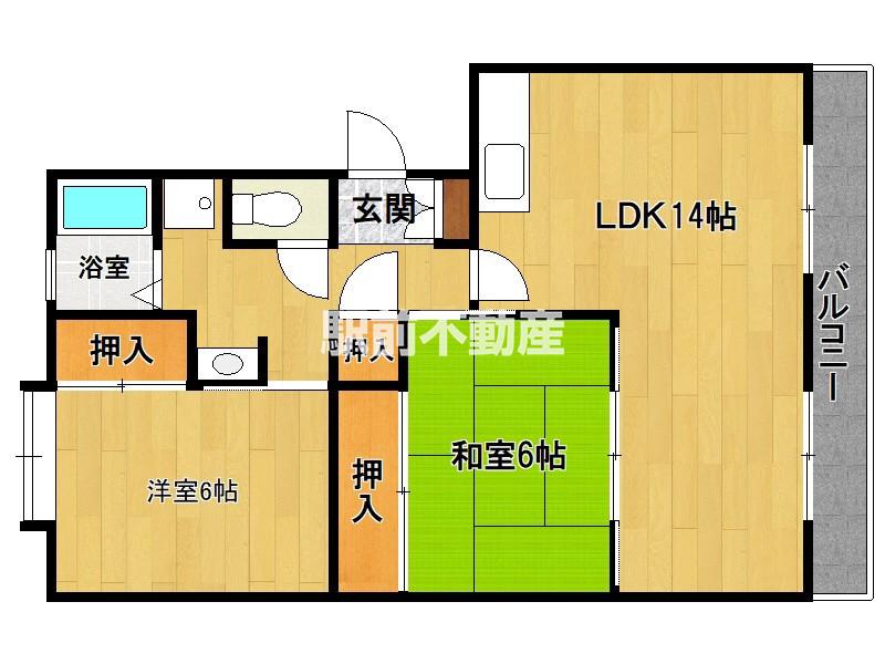 観世ハイツ(2LDK/3階)の間取り写真