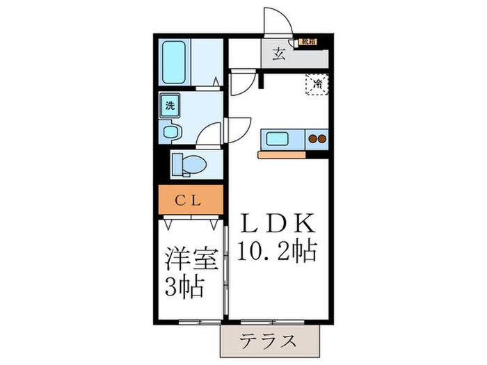 アーバンスクエアI(1LDK/1階)の間取り写真