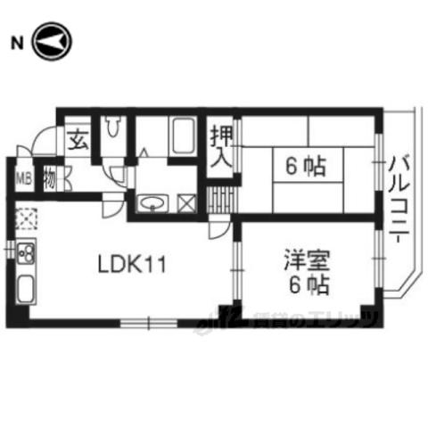 藤波ビル(2LDK/2階)の間取り写真
