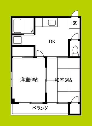 ロイヤル千林(2DK/1階)の間取り写真