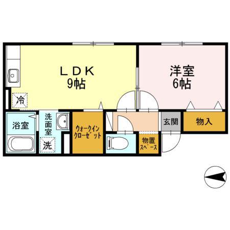 セジュール麻生(1LDK/2階)の間取り写真