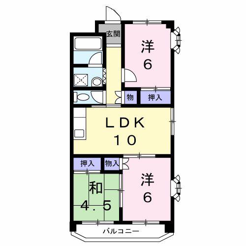 第二グリーンマンション服部(3LDK/2階)の間取り写真