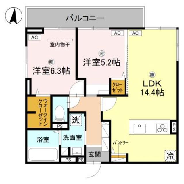 D-ROOM中小阪(2LDK/3階)の間取り写真