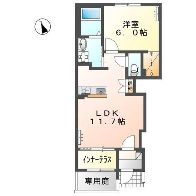 山宮アパート(1LDK/1階)の間取り写真