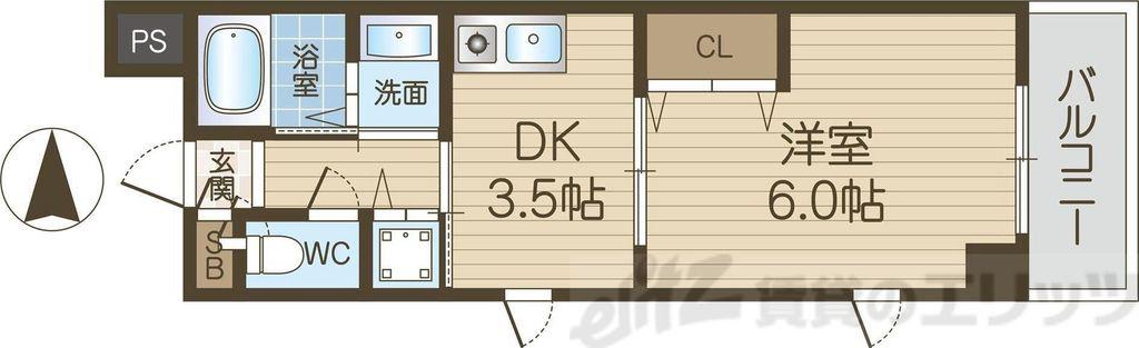 ファインヴェール・ウエスト(1DK/3階)の間取り写真