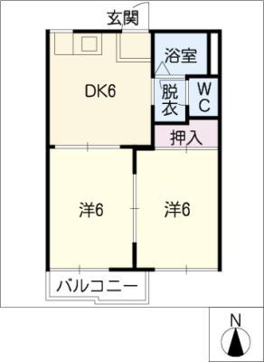 サン・コテージ(2DK/2階)の間取り写真