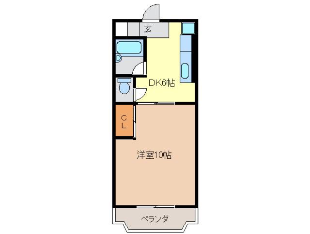 マンションレインボー(1DK/2階)の間取り写真