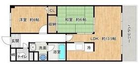 ベルヴュー長興寺II(2LDK/2階)の間取り写真